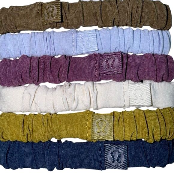 Lululemon Skinny Scrunchie 6 Pack Artifact Pastel Blue Vintage Plum White Opal…. - Picture 3 of 9